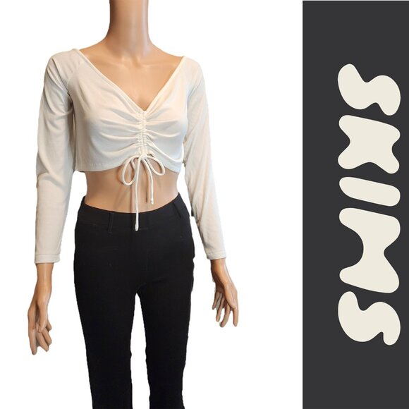 Skims Ribbed Ultra Cropped Top NWT White 3XL - Picture 1 of 9